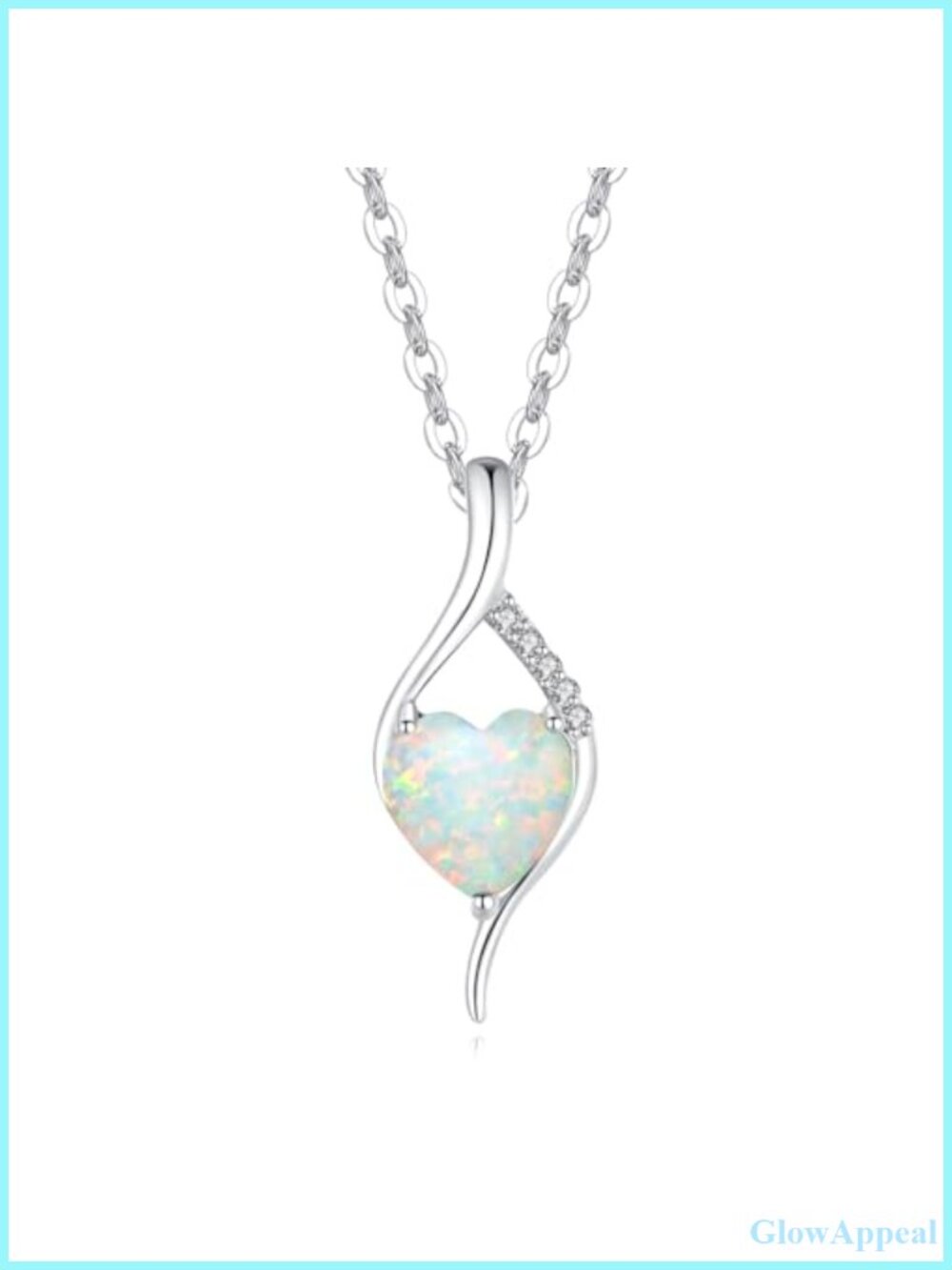 14K Solid White Gold Heart Birthstone Pendant Necklace